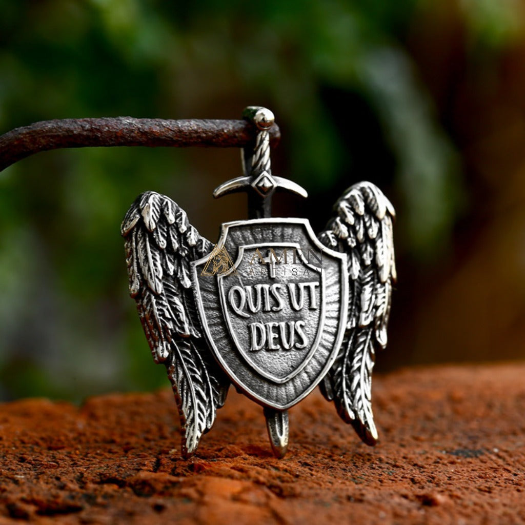 Saint Michael Shield Pendant Necklace Amen Artisan