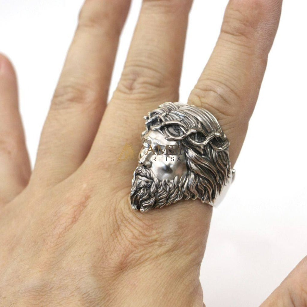 925 Sterling Silver Crown of Thorns Ring Amen Artisan