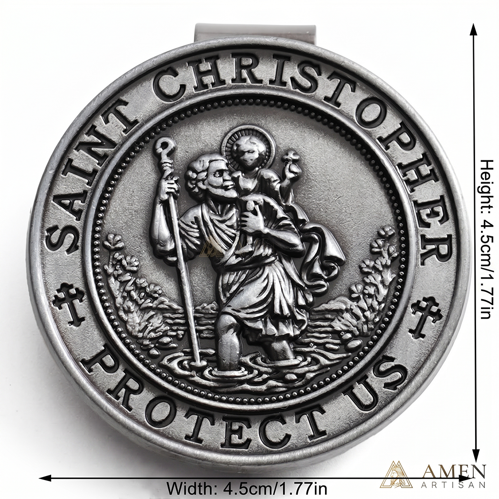 【Deal Today】Saint Christopher Protector Car Visor Clip—— A Prayer in Metal, A Shield for Every Journey | Amen Artisan
