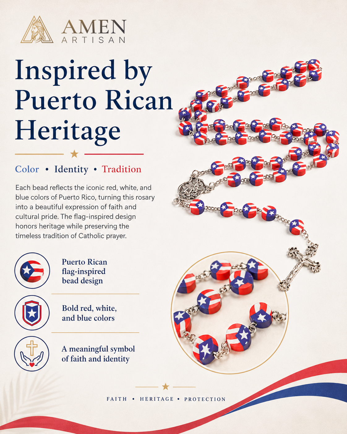 St. Michael Puerto Rico Rosary – Faith, Protection & Heritage | Amen Artisan