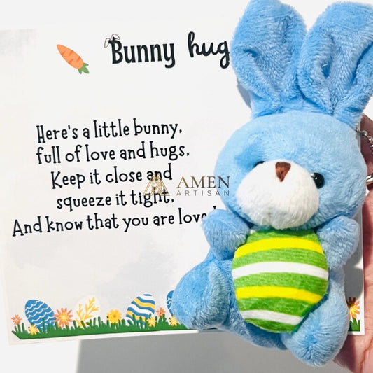 Easter Cuddly Bunny Egg Pocket Hug Charm Amen Artisan