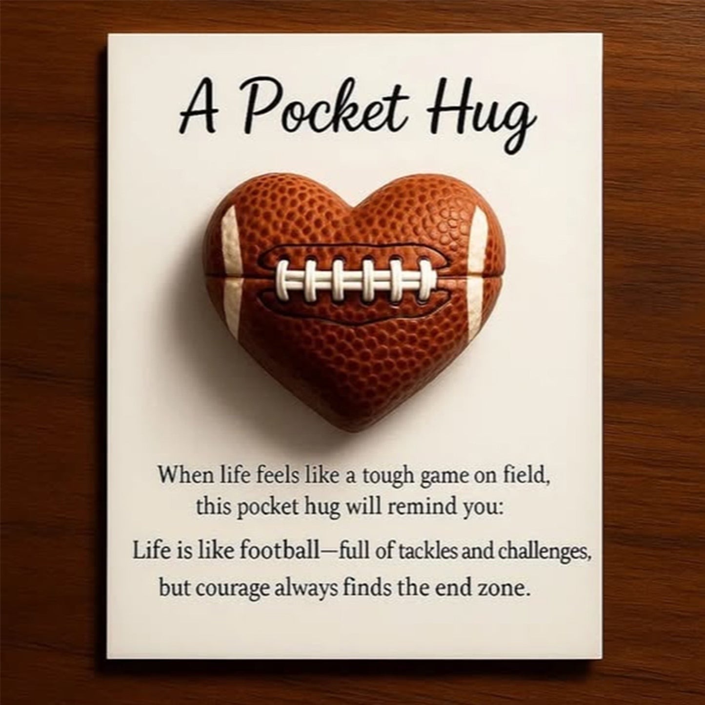 Heart Football Pocket Hug Ornament Amen Artisan