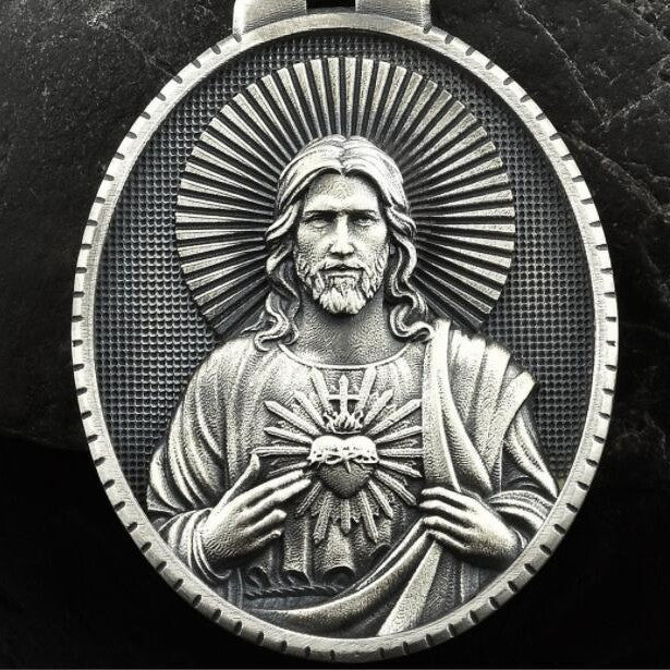 Vintage Sacred Heart of Jesus Pendant | Heritage Faith Jewelry, Classic Religious Necklace Amen Artisan