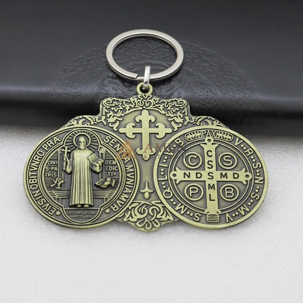 Saint Benedict Pendant  Keychain Amen Artisan