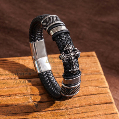 Handcrafted Cross Leather Bracelet Amen Artisan