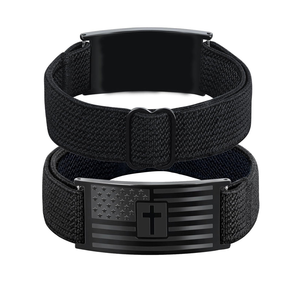 【DEAL TODAY】Adjustable America 250 Bracelet with Braided Band and Cross Detail