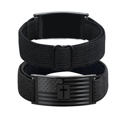 【DEAL TODAY】Adjustable America 250 Bracelet with Braided Band and Cross Detail