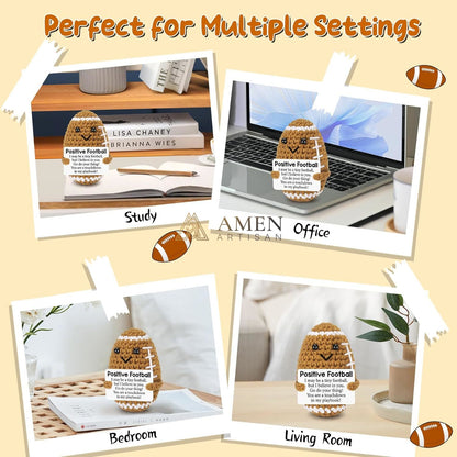 Hand-Knit Positive Football Plush Doll Amen Artisan