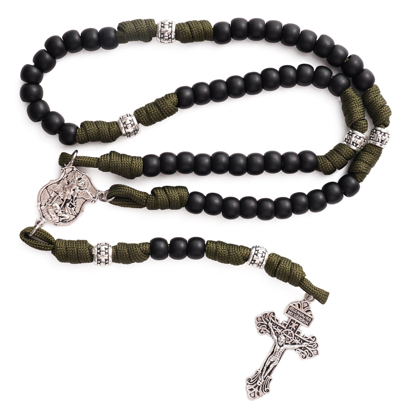 St. Michael Heavyweight Bronze Rosary: 48cm Hand-Braided Tactical Armor | Amen Artisan