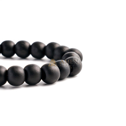 Black Wood Beads Brass Saint Benedict Medal Adjustment Bracelet Amen Artisan