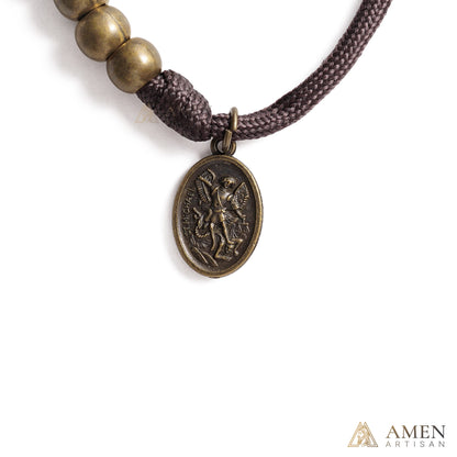 【DEAL TODAY】Brown Braided Prayer Bracelet with Antique Bronze Beads — Blessing