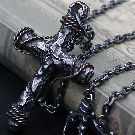 Cracked Cross Pendant Necklake