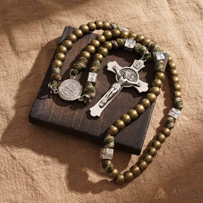 Heavy Brass Saint Benedict Rosary – Built for Strength & Weight (~5oz)