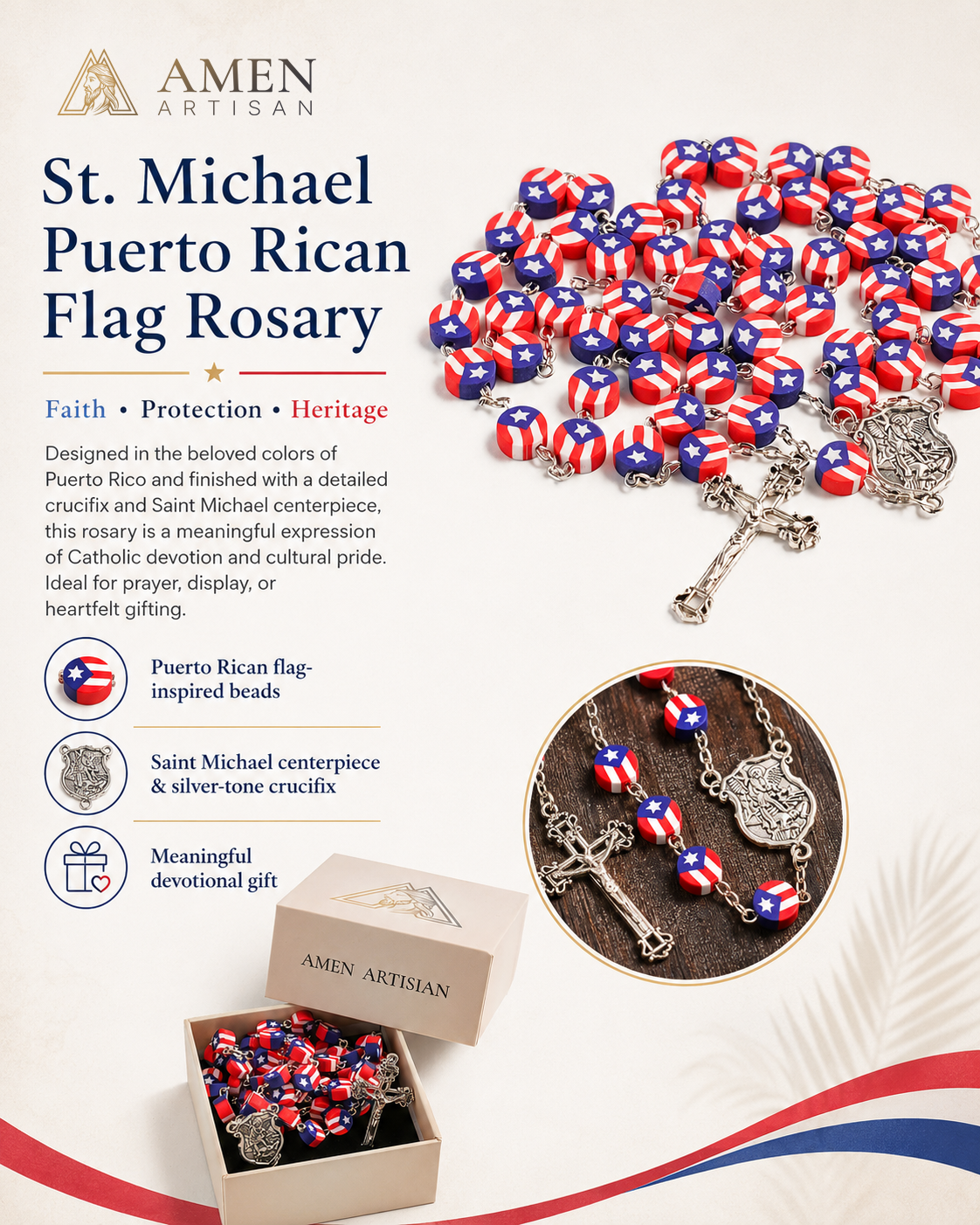 St. Michael Puerto Rico Rosary – Faith, Protection & Heritage |  Amen Artisan
