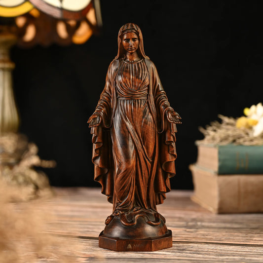 Our Lady of Grace Wood Carving Amen Artisan