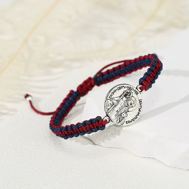 Saint Benedict Medal Braided Bracelet