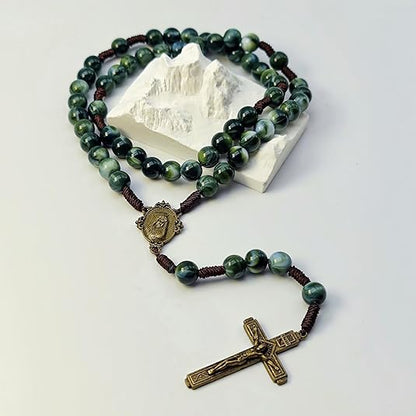 Amen Artisan Vintage Antique Blue Cross Woven Prayer Necklace