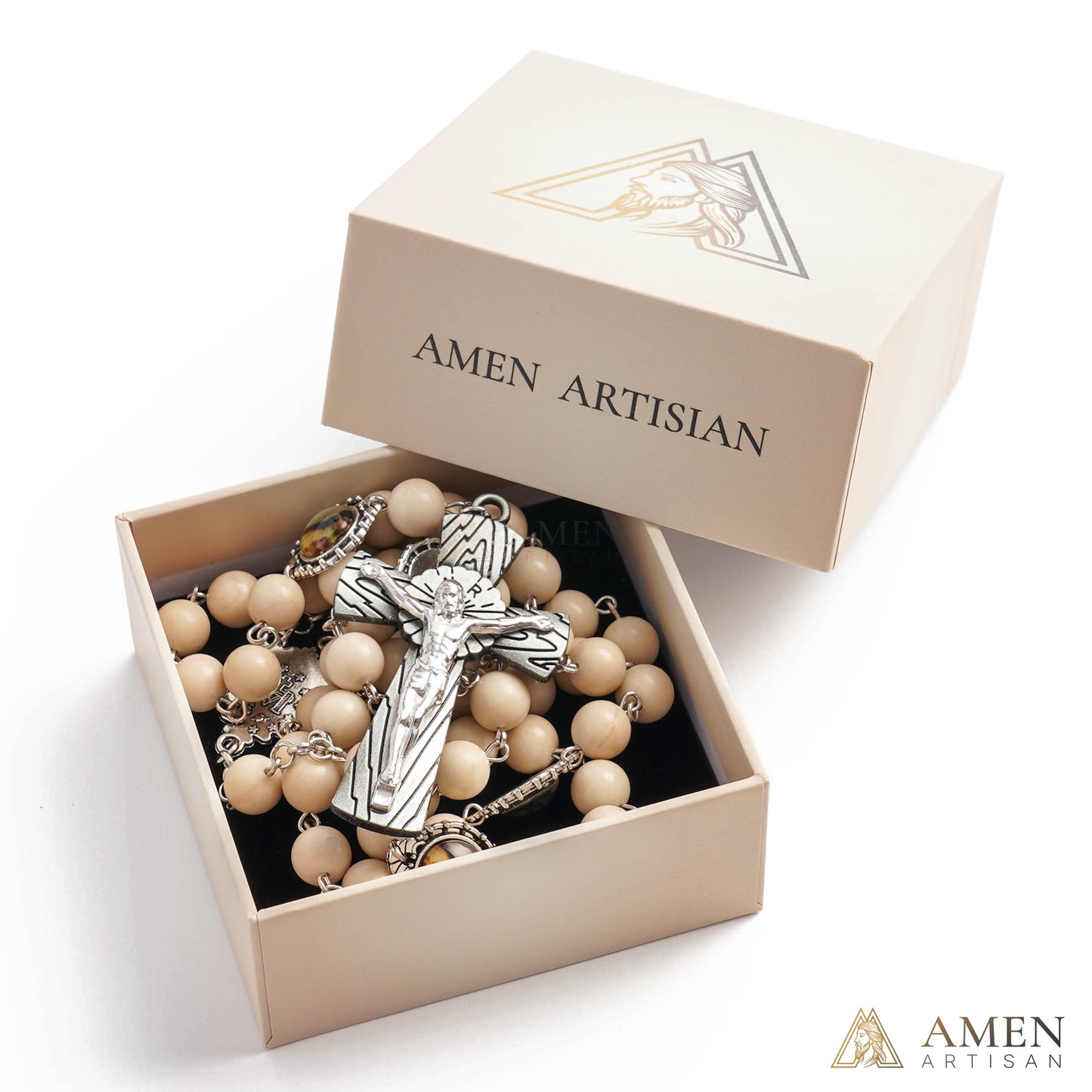Ivory Jade Rosary Amen Artisan