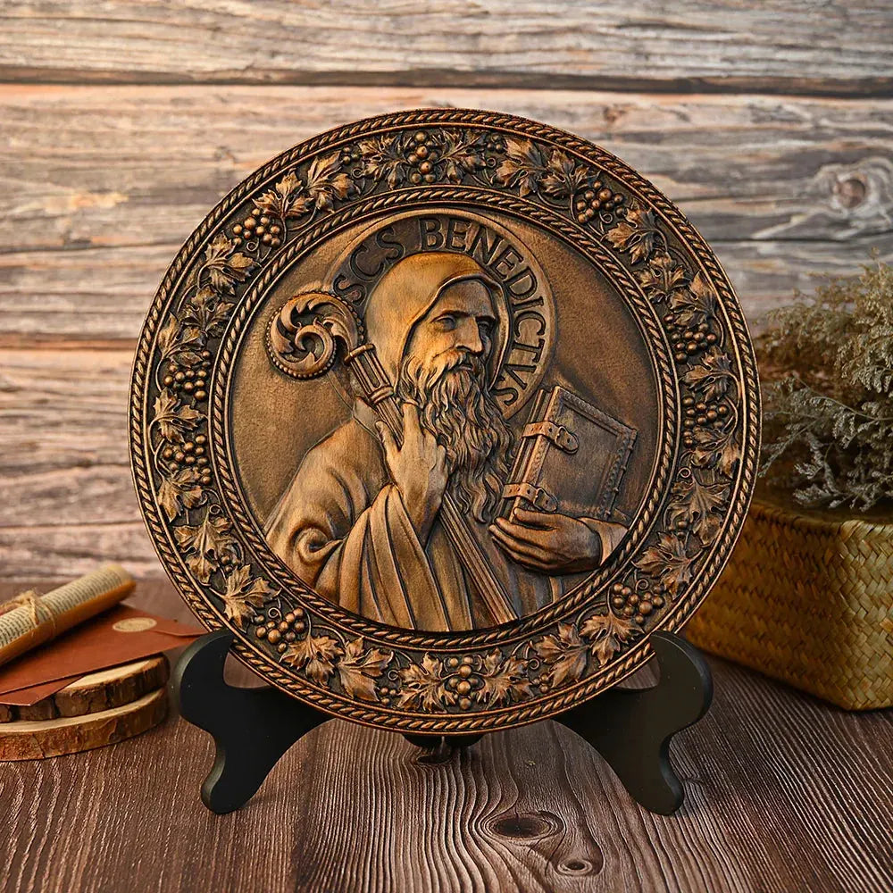 Saint Benedict Wooden Plaque Amen Artisan
