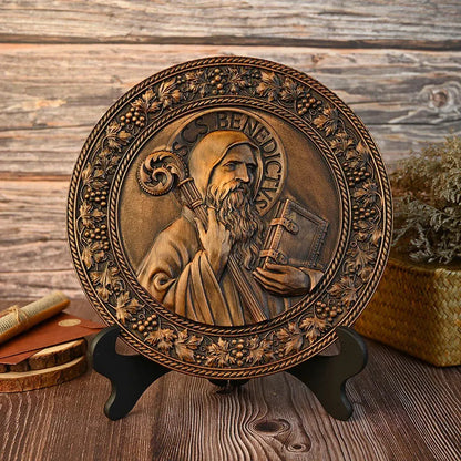 Saint Benedict Wooden Plaque Amen Artisan