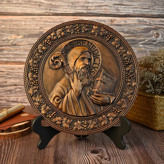 Saint Benedict Wooden Plaque Amen Artisan