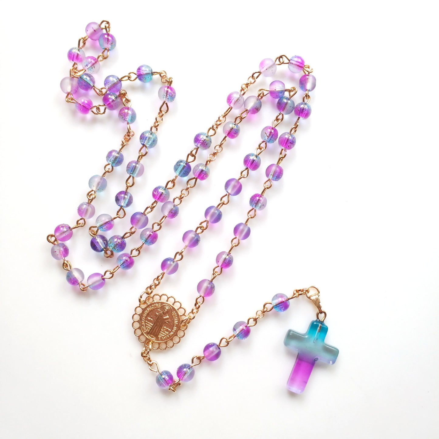 Amen Artisan Colorful Round Bead Cross Prayer Necklace