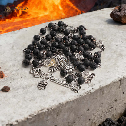 【Deal Today】Lava Stone Our Lady of Guadalupe Medal Rosary
