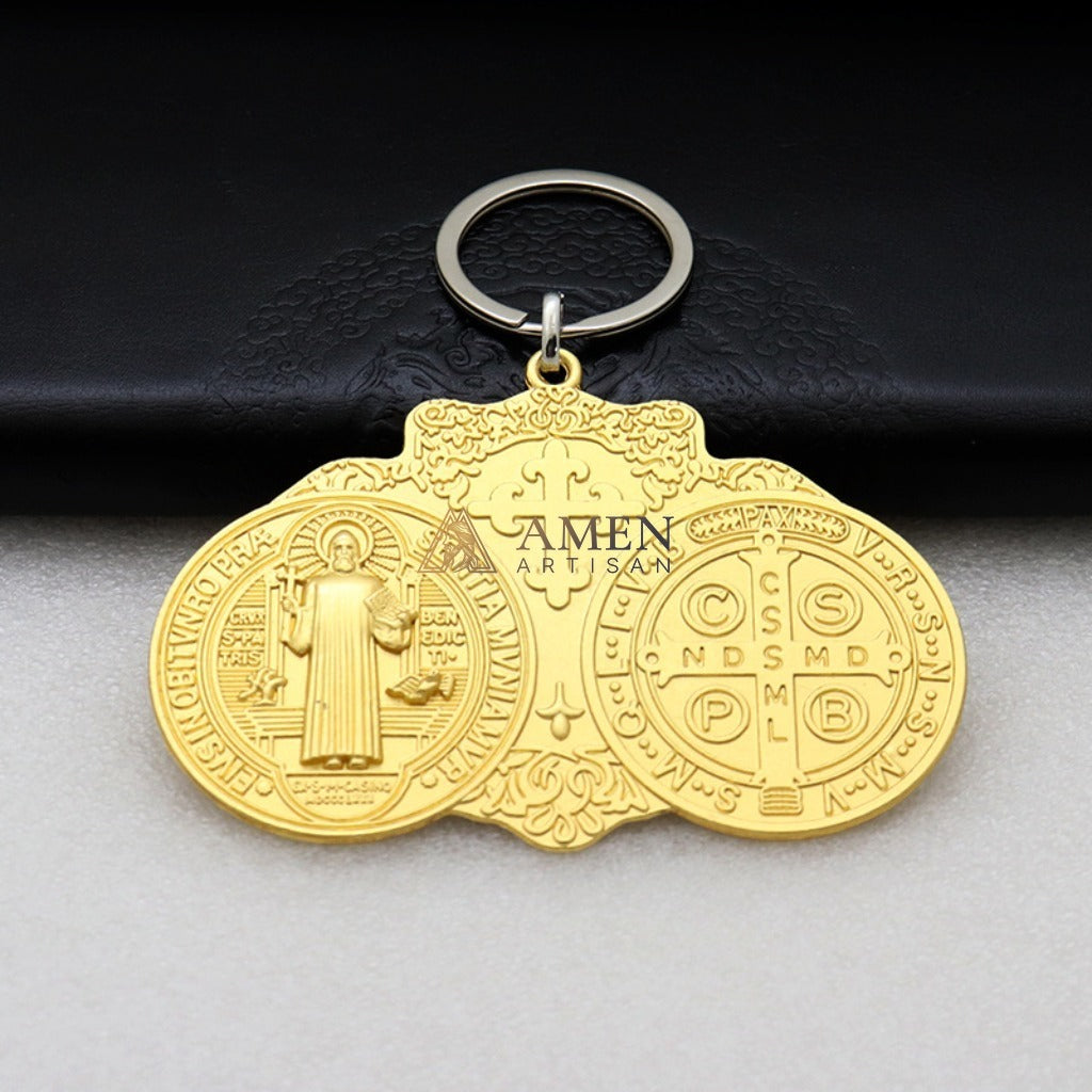 Saint Benedict Pendant  Keychain Amen Artisan