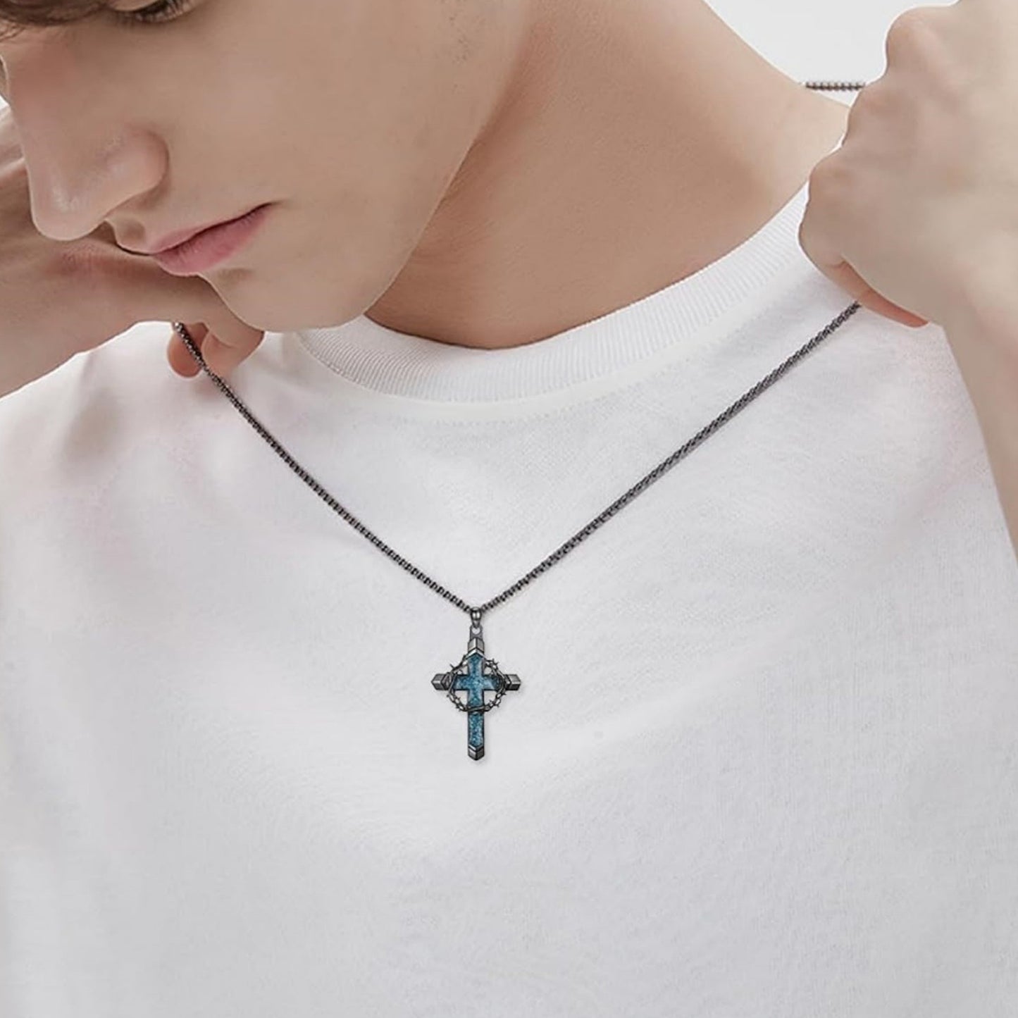 Thorn Blue Turquoise Cross Necklace Amen Artisan