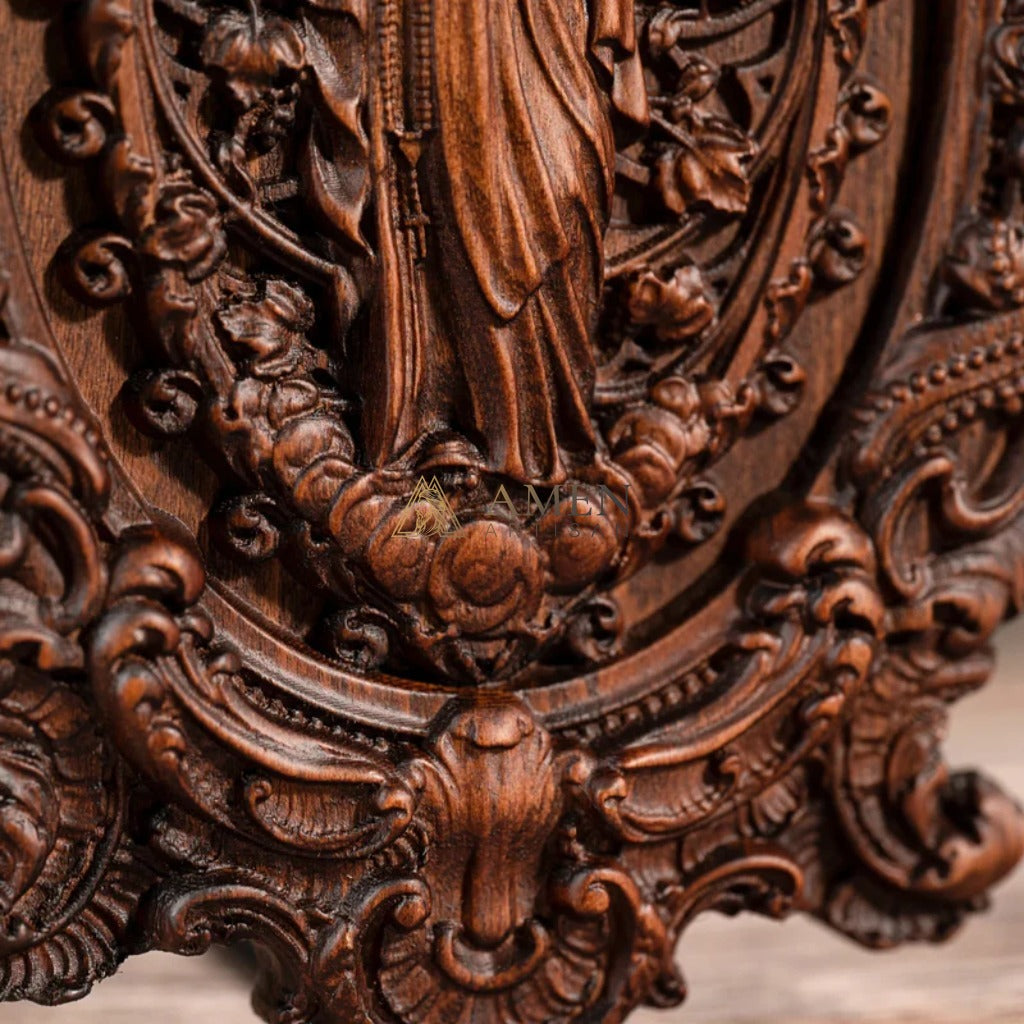 Our Lady in Prayer Wood Carving Amen Artisan