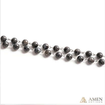 Labradorite Miraculous Medal Rosary Amen Artisan