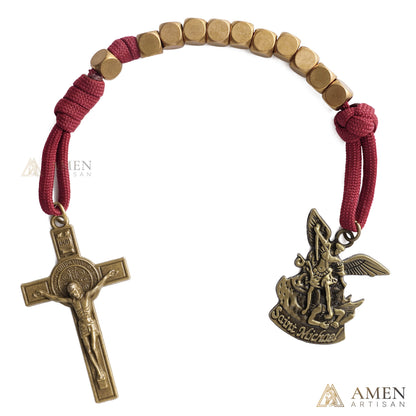【DEAL TODAY】Burgundy Clip-On Pocket Decade Rosary with Crucifix and Our Lady Medal