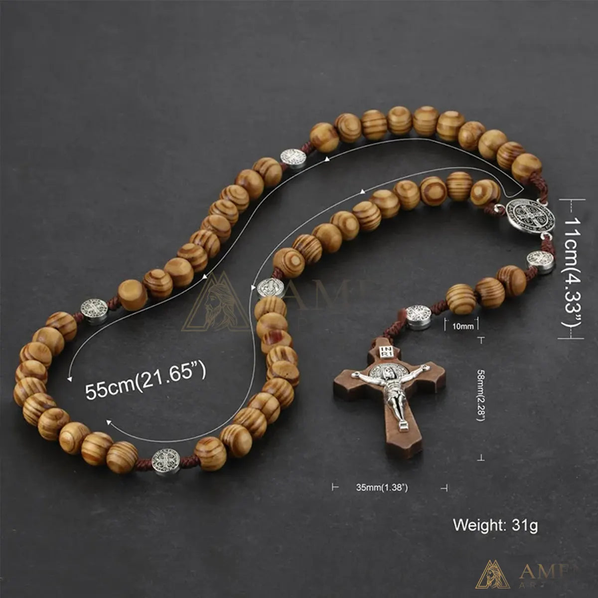Nature Wood Rosary Amen Artisan