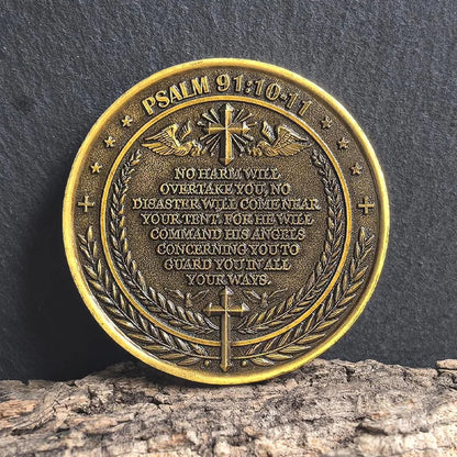 St Michael Challenge Coin – Blue Wings Warrior Angel Guardian Shield Token - Amen Artisan