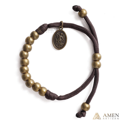 【DEAL TODAY】Brown Braided Prayer Bracelet with Antique Bronze Beads — Blessing
