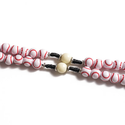 "Home Run" Baseball Rosary – Hand-Stitched Style Beads with Wood-Grain Bat Crucifix – Durable Catholic Gift for Athletes & Baseball Fans