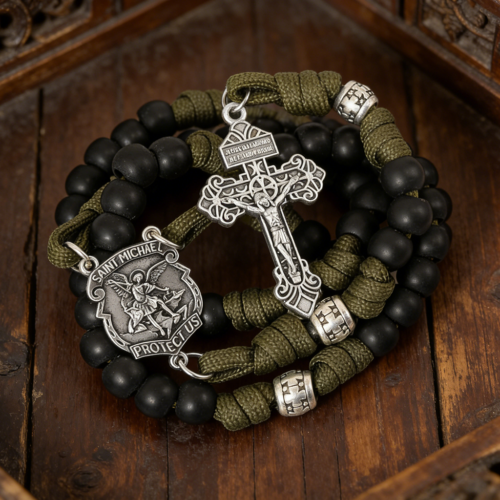 【Deal Today】St. Michael Paracord Rosary with Jesus Crucifix - Protection & Strength