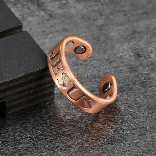 Copper Jesus Magnetic Ring Amen Artisan