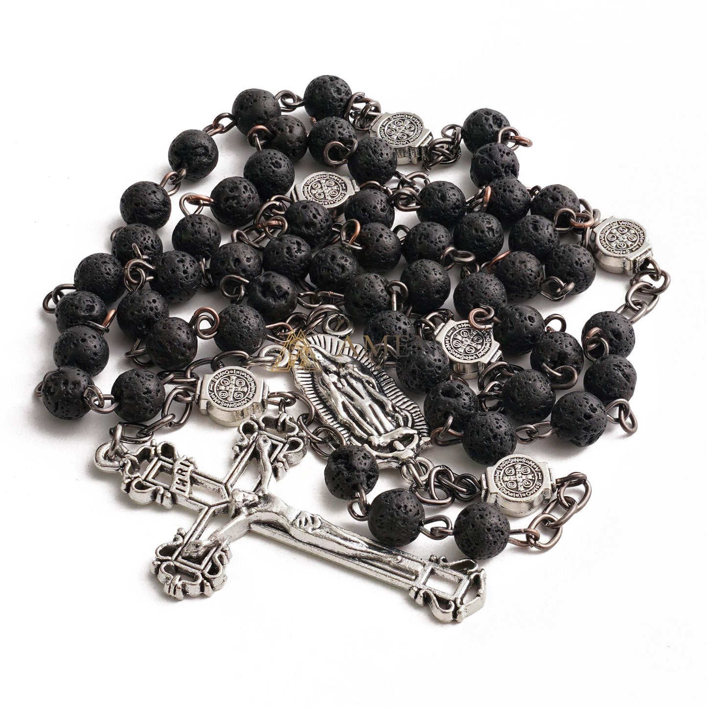 【Deal Today】Lava Stone Our Lady of Guadalupe Medal Rosary
