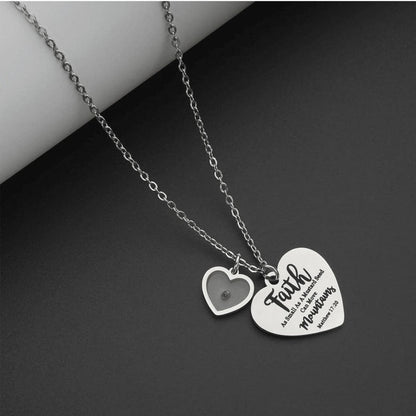 Faith Mustard Seed Heart Necklace with Matthew 17:20 Message