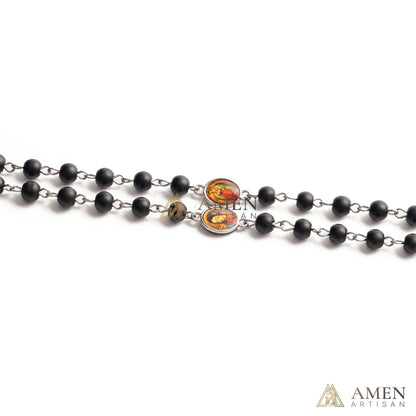 Black Onyx Chaplet of the Seven Sorrows of Mary Amen Artisan