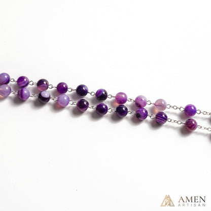 【Deal Today】Amethyst Rosary with Assumption of Mary Medal Amen Artisan