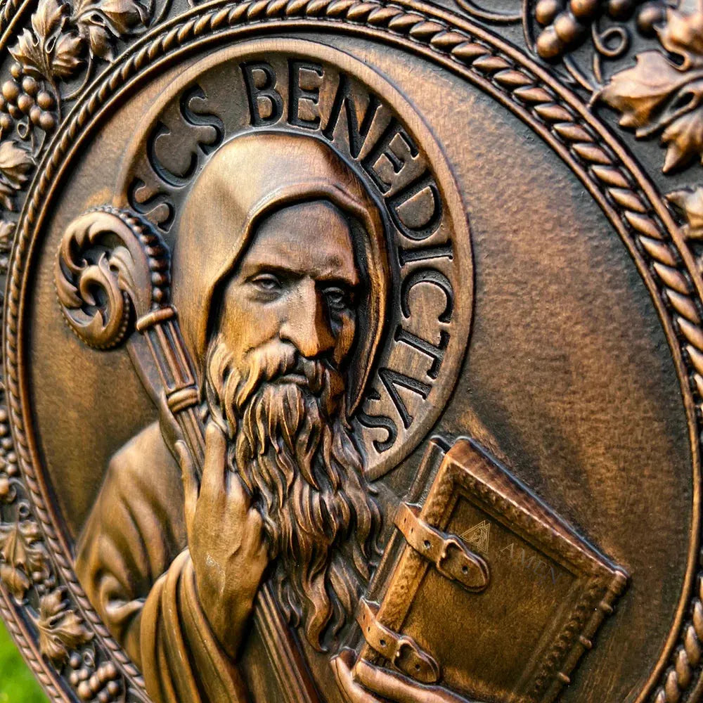 Saint Benedict Wooden Plaque Amen Artisan
