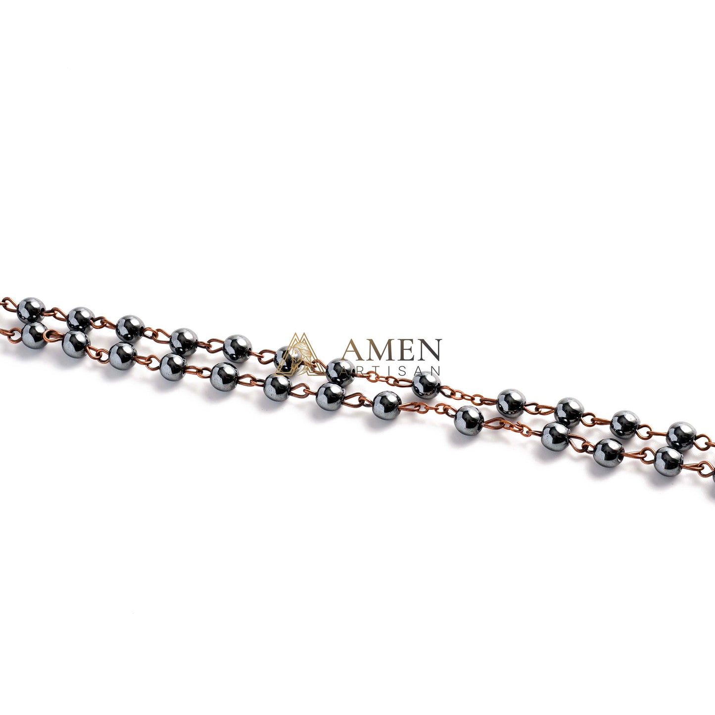 Hematite Rosary with Jerusalem Holy Land Amen Artisan