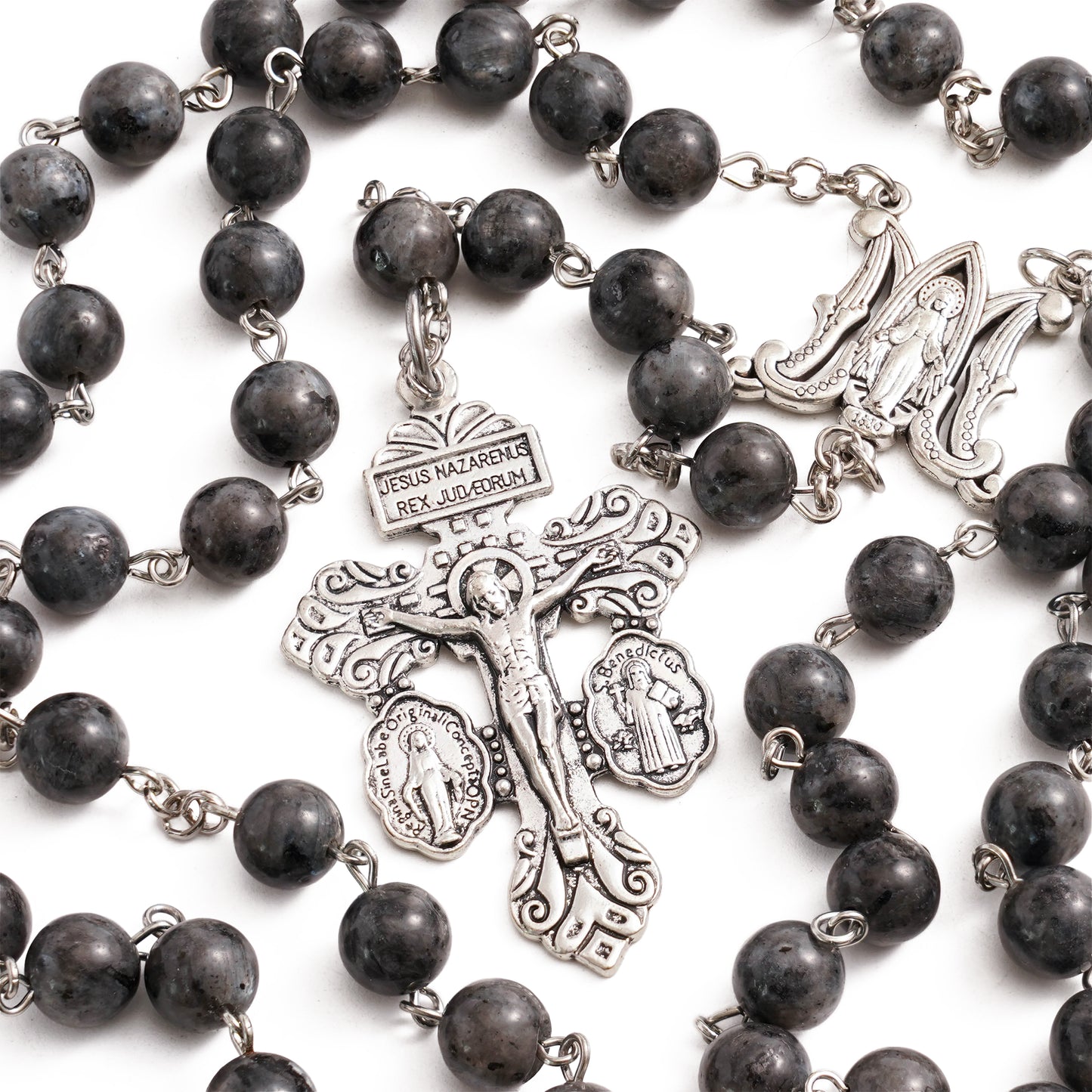 Labradorite Miraculous Medal Rosary Amen Artisan