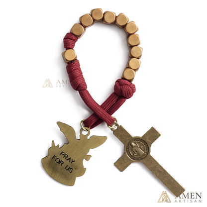 【DEAL TODAY】Burgundy Clip-On Pocket Decade Rosary with Crucifix and Our Lady Medal