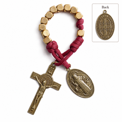 【DEAL TODAY】Burgundy Clip-On Pocket Decade Rosary with Crucifix and Our Lady Medal