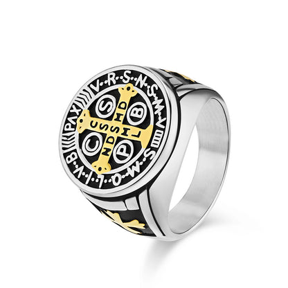 Saint Benedict Cross & Inscriptions Ring Amen Artisan