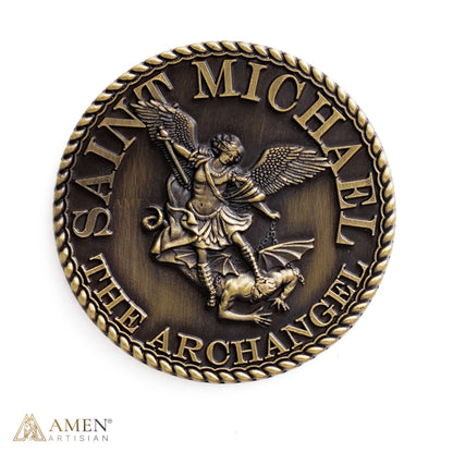St. Michael the Archangel Challenge Coin with Prayer Text | Amen Artisan