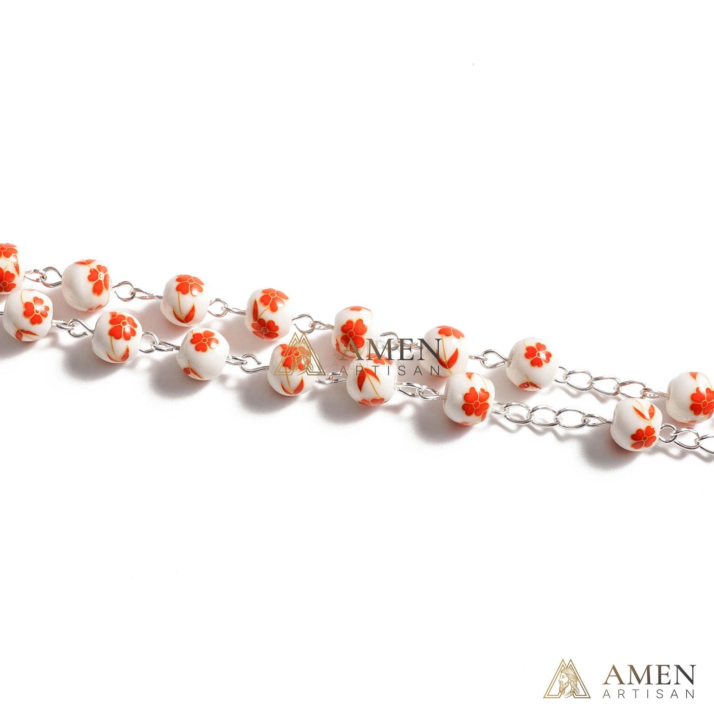 Four Leaf Clover Ceramic Rosary Amen Artisan